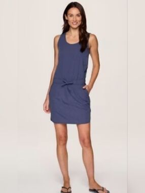 RBX Active Women's S Cinched Waist Sleeveless Quick Dry Active Tank Dress Navy